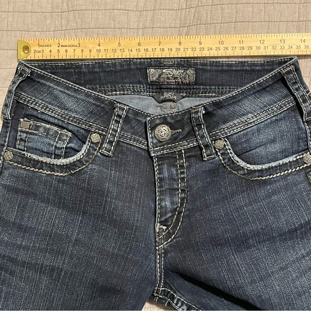 Silver Jeans Size 29 Blue Suki Surplus Bootcut Stretch Designer Dark Wash Denim - Picture 9 of 11